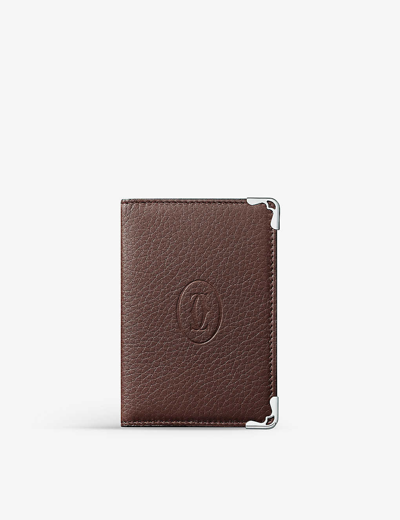 Shop Cartier Must De  Leather Card Holder In Brown