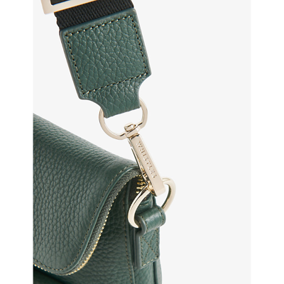 Shop Whistles Women's Dark Green Vida Flap-over Grained-leather Crossbody Bag