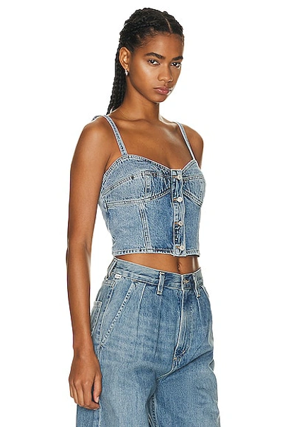 Shop Agolde Lola Denim Bustier In Temor