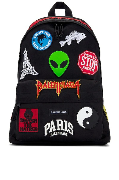 Shop Balenciaga Patch Explorer Backpack In Black