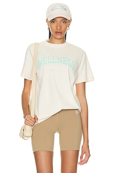 Shop Sporty And Rich Wellness Ivy T-shirt In Cream & Jade