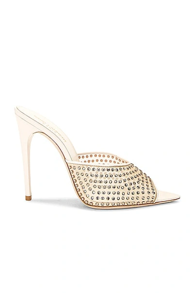 Shop Saint Laurent Blonde Mule Sandal In Nude & Crystal