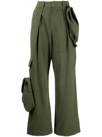 Shop Ader Error Tard Cotton Cargo Pants In Green
