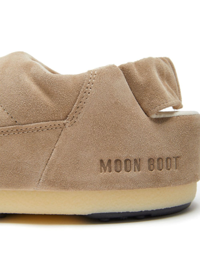 Shop Moon Boot Evolution Suede Slippers In Neutrals