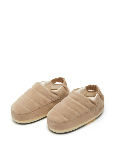 Shop Moon Boot Evolution Suede Slippers In Neutrals