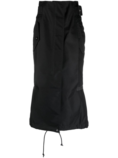 Shop Sacai High-rise Midi Skirt In Black