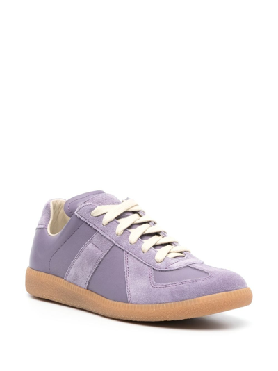 Shop Maison Margiela Replica Leather Sneakers In Purple