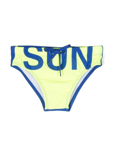 Shop Sundek Logo-print Drawstring Swim Trunks In Yellow
