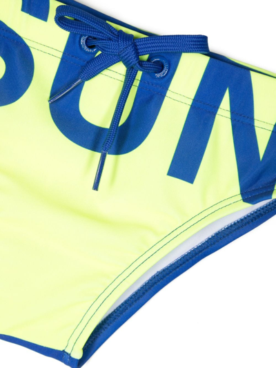 Shop Sundek Logo-print Drawstring Swim Trunks In Yellow