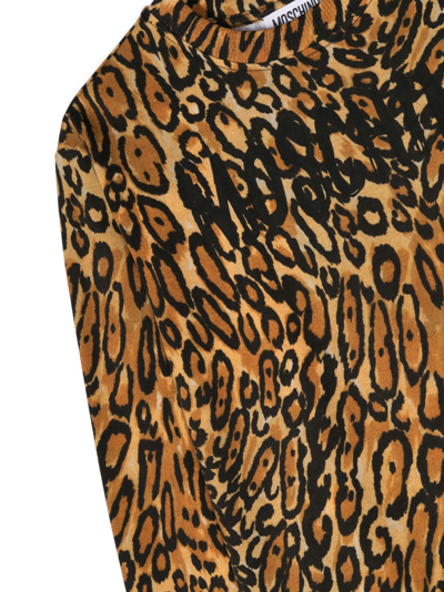 Shop Moschino Logo-print Long-sleeve Sweatshirt In Brown