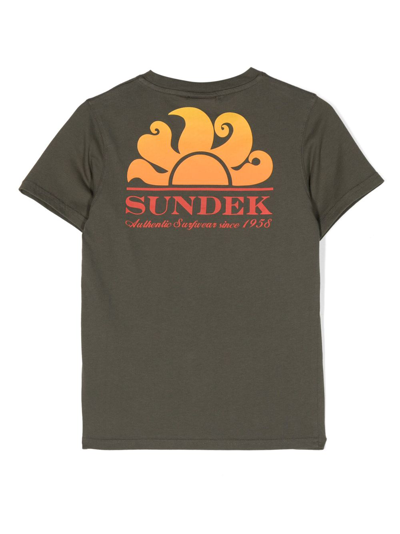 Shop Sundek Logo-print Cotton T-shirt In Green