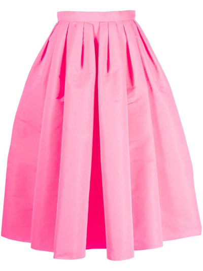 Shop Alexander Mcqueen Pleated Faille Midi Skirt In Pink