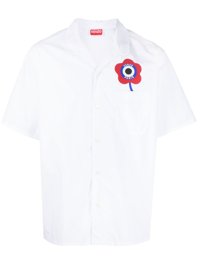 Shop Kenzo ' Target' Poplin Shirt In White