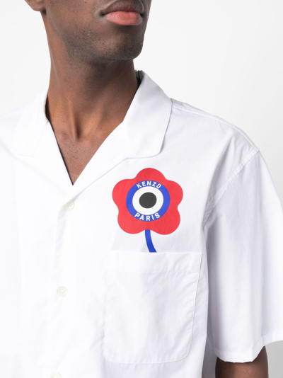 Shop Kenzo ' Target' Poplin Shirt In White