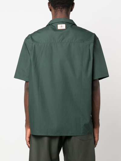 Shop Drôle De Monsieur Pleat-detail Short-sleeved Shirt In Green