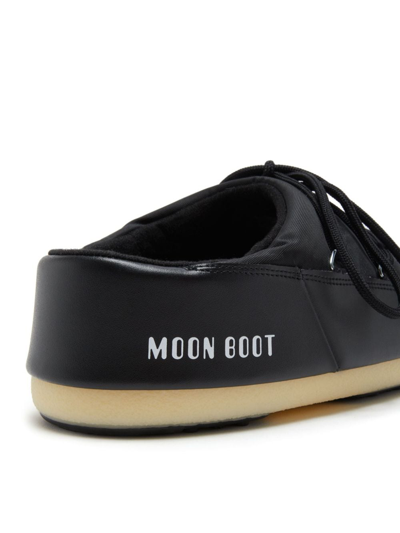 Moon Boot Icon Mule Nylon Slippers In Black