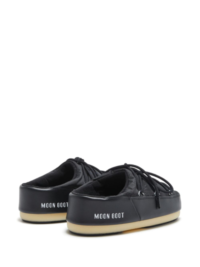 Moon Boot Icon Mule Nylon Slippers In Black