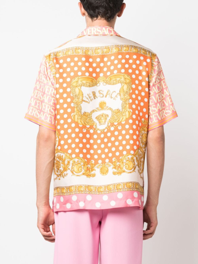 Shop Versace Allover Printed Silk Shirt In Pink