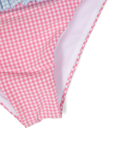 Shop Sundek Gingham-pattern Halterneck Bikini In Pink