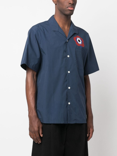 Shop Kenzo ' Target' Poplin Shirt In Blue