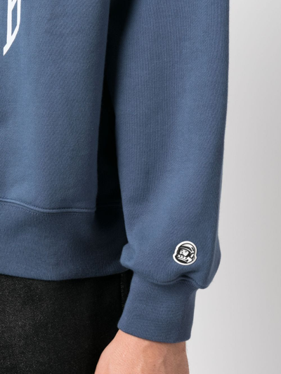 Shop Billionaire Boys Club Logo-print Spread-collar Cotton Sweatshirt In Blue