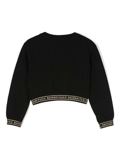 Balmain Logo-print Cotton Sweatshirt In Black
