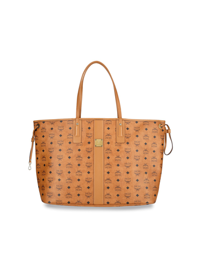 Shop Mcm 'liz Visetos' Large Shopping Bag In Brown