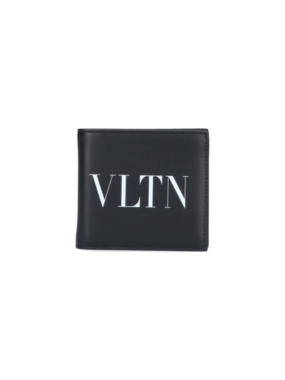Shop Valentino 'vltn' Bi-fold Wallet In Black  