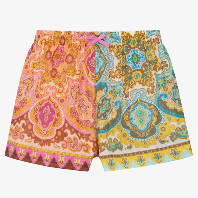 Shop Zimmermann Girls Pink Cotton Bandana Print Shorts