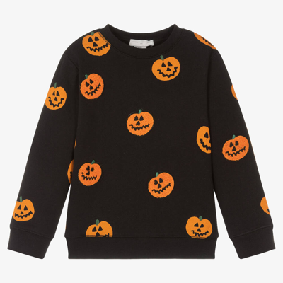 Shop Stella Mccartney Kids Black & Orange Organic Cotton Pumpkin Sweatshirt