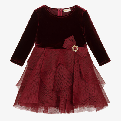 Shop David Charles Girls Burgundy Red Velour Dress