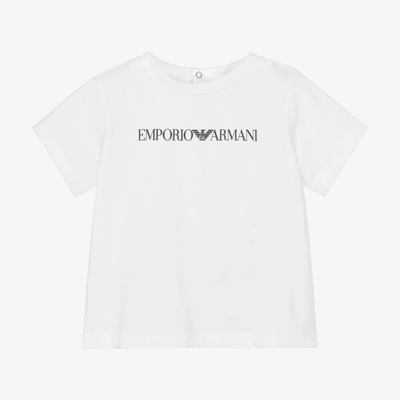 Shop Emporio Armani Boys White Cotton T-shirt