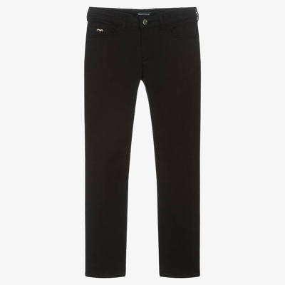 Shop Emporio Armani Teen Boys Black Cotton Slim Jeans