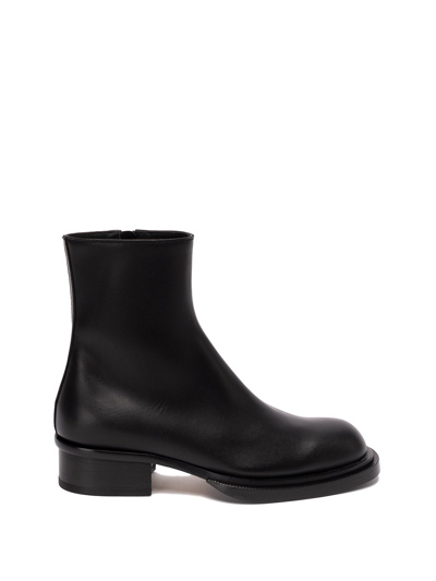 Shop Alexander Mcqueen `boxcar` Leather Boots In Black  