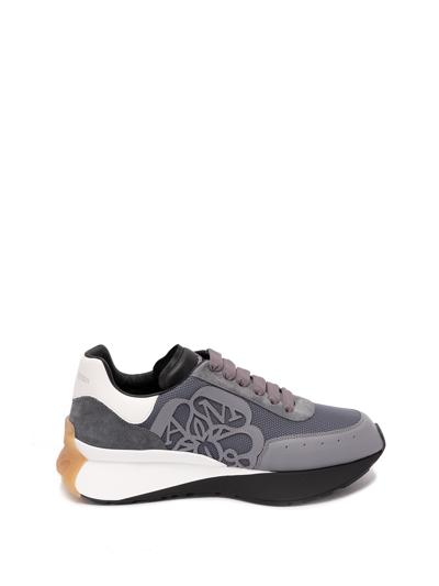 Shop Alexander Mcqueen Fabric Sneakers In Gray