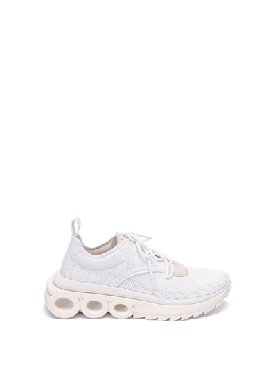Shop Ferragamo `nima Knit 1` Sneakers In White