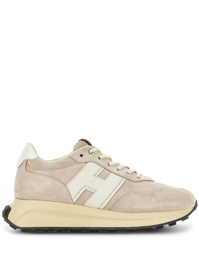 Shop Hogan H641 Suede Low-top Sneakers In Neutrals