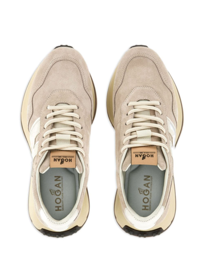 Hogan Midi H222 Suede Platform Sneakers In Neutrals