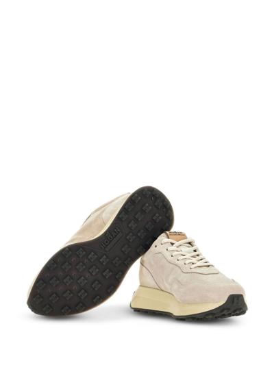 Hogan Midi H222 Suede Platform Sneakers In Neutrals