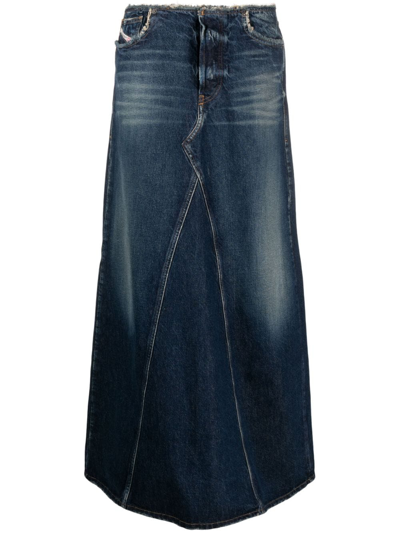 Shop Diesel De-pago-s Denim Maxi Skirt In Blue