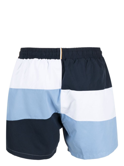 Shop Hugo Boss Court Colourblock Swim Shorts In Blue