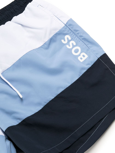 Shop Hugo Boss Court Colourblock Swim Shorts In Blue