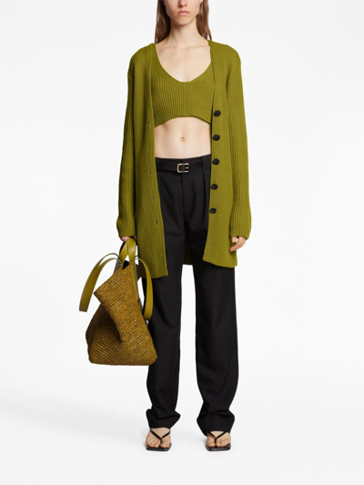 Proenza Schouler White Label Ribbed-knit Belted Cardigan In Grün