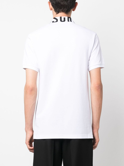 Shop Moschino Logo-print Cotton Polo Shirt In Weiss