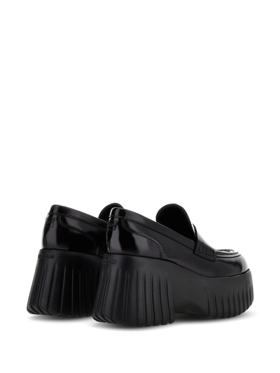 Shop Hogan H-stripes Platform Loafers In Black