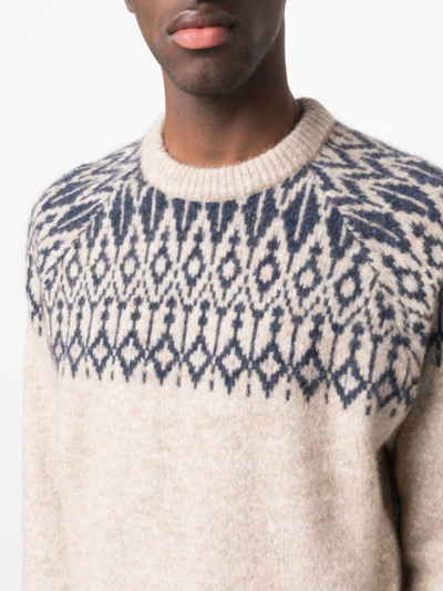 Shop Brunello Cucinelli Patterned-knit Crew-neck Jumper In Nude