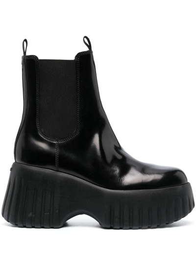 Hogan H-stripes Wedge Chelsea In Black