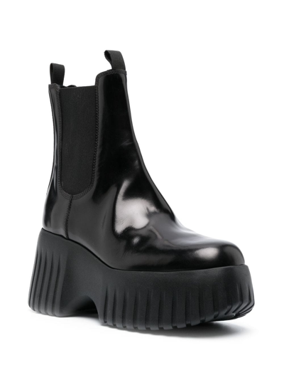 Shop Hogan H-stripes Wedge Chelsea Boots In Black