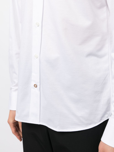 Shop Hugo Boss Spread-collar Cotton Shirt In White