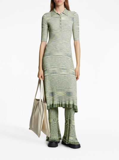 Proenza Schouler White Label Space Dye Ribbed-knit Polo Dress In Blau